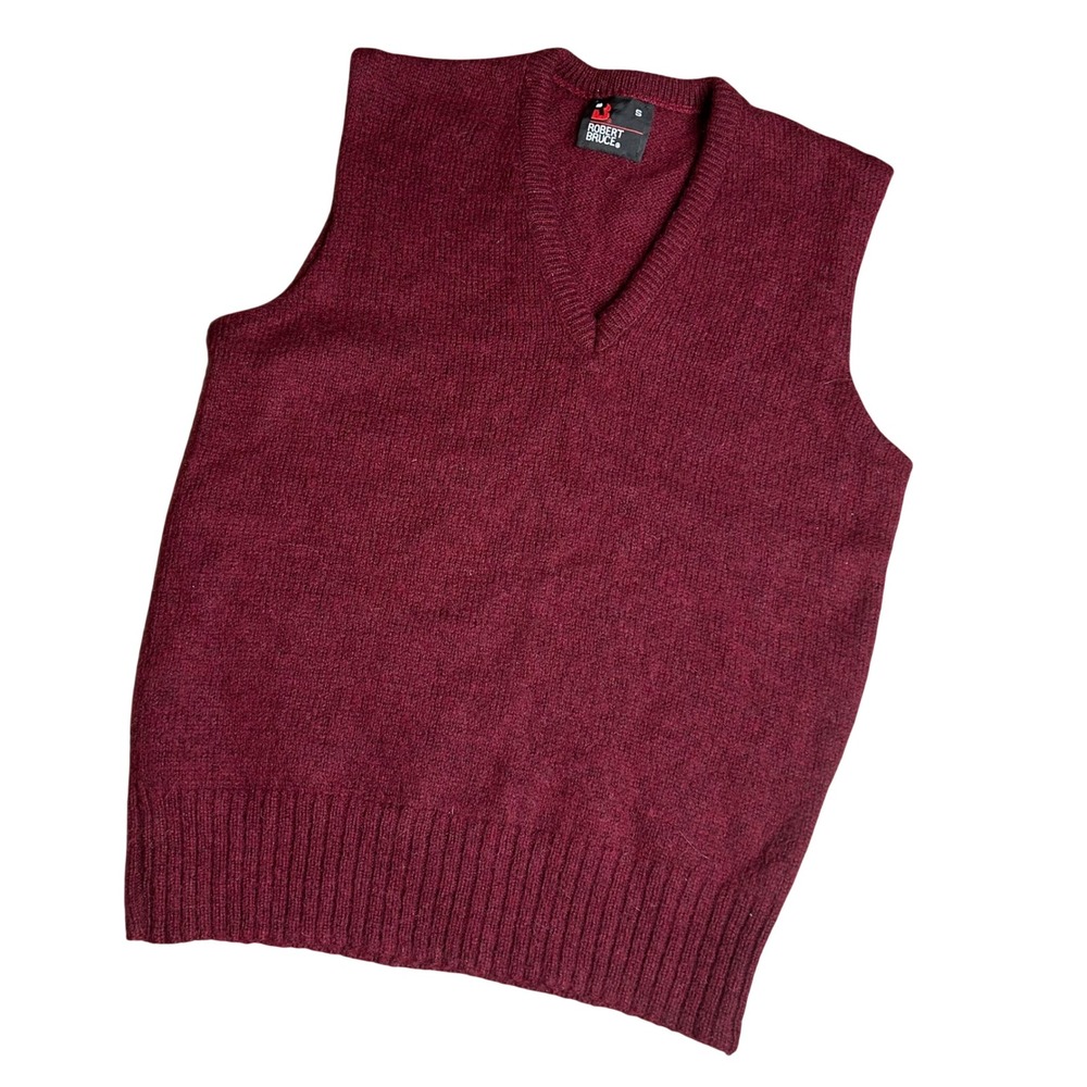 Vtg Robert Bruce Sweater Vest S Burgundy Wool Blend Union Made
